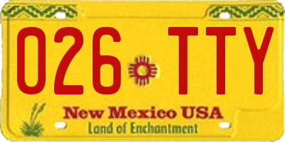 NM license plate 026TTY