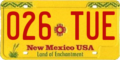 NM license plate 026TUE