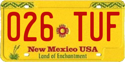 NM license plate 026TUF