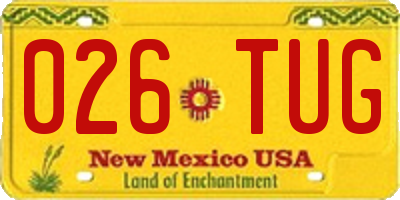 NM license plate 026TUG