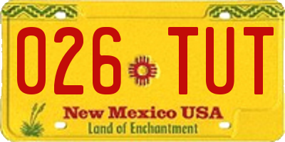 NM license plate 026TUT