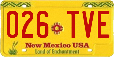 NM license plate 026TVE