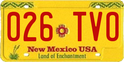NM license plate 026TVO