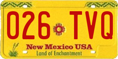 NM license plate 026TVQ