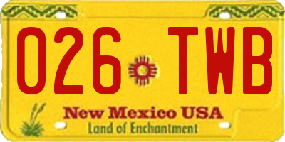 NM license plate 026TWB