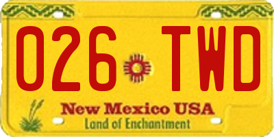 NM license plate 026TWD