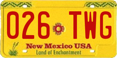 NM license plate 026TWG