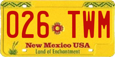 NM license plate 026TWM