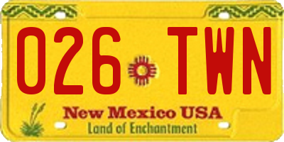 NM license plate 026TWN