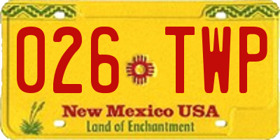 NM license plate 026TWP
