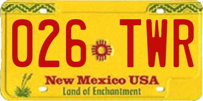 NM license plate 026TWR