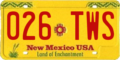 NM license plate 026TWS