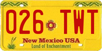 NM license plate 026TWT