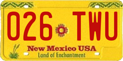 NM license plate 026TWU