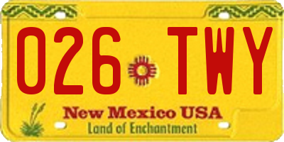 NM license plate 026TWY