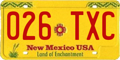 NM license plate 026TXC