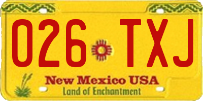 NM license plate 026TXJ