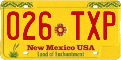 NM license plate 026TXP