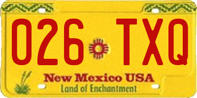 NM license plate 026TXQ