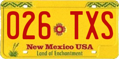 NM license plate 026TXS
