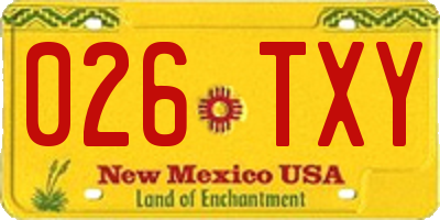 NM license plate 026TXY