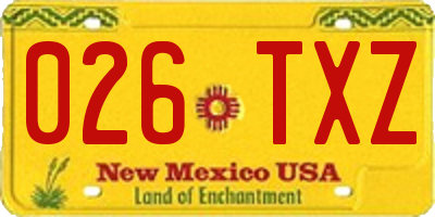 NM license plate 026TXZ