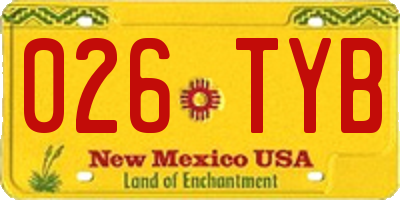 NM license plate 026TYB
