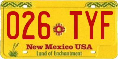 NM license plate 026TYF