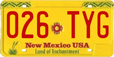 NM license plate 026TYG