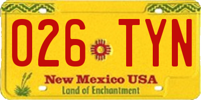 NM license plate 026TYN