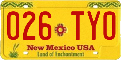 NM license plate 026TYO