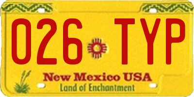 NM license plate 026TYP