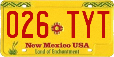 NM license plate 026TYT