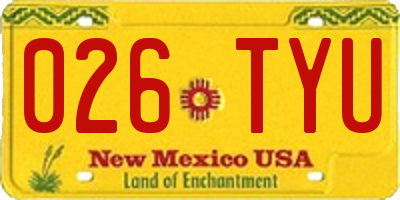 NM license plate 026TYU