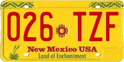 NM license plate 026TZF