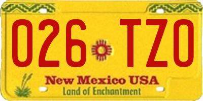 NM license plate 026TZO