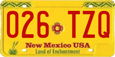 NM license plate 026TZQ