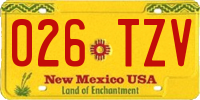 NM license plate 026TZV