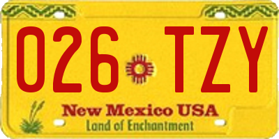 NM license plate 026TZY