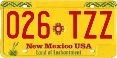 NM license plate 026TZZ
