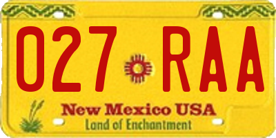 NM license plate 027RAA