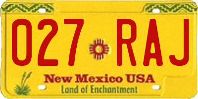 NM license plate 027RAJ