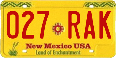 NM license plate 027RAK