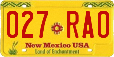 NM license plate 027RAO