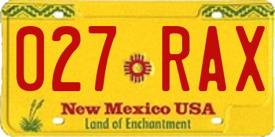 NM license plate 027RAX