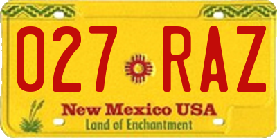 NM license plate 027RAZ