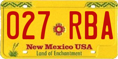 NM license plate 027RBA