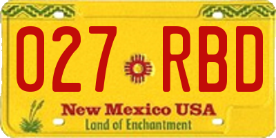 NM license plate 027RBD