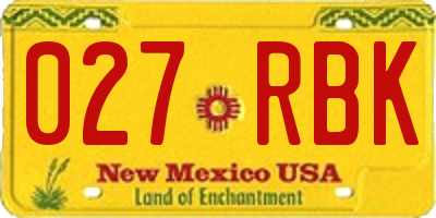 NM license plate 027RBK
