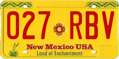 NM license plate 027RBV